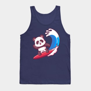 Cute panda surfing summer vacation Tank Top